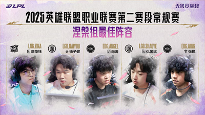 LPL公布涅槃組最佳陣容名單：Zika、Naiyou、Angel、Shaoye、Wink